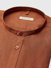 Chemise Sport Slim En Lin Uni Col Officier