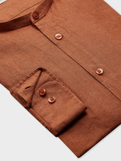 Chemise Sport Slim En Lin Uni Col Officier