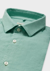 Chemise Sport Slim En Lin Uni Vert