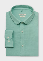 Chemise sport Slim en lin uni vert
