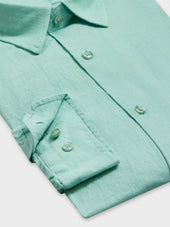 Chemise Slim En Lin Vert