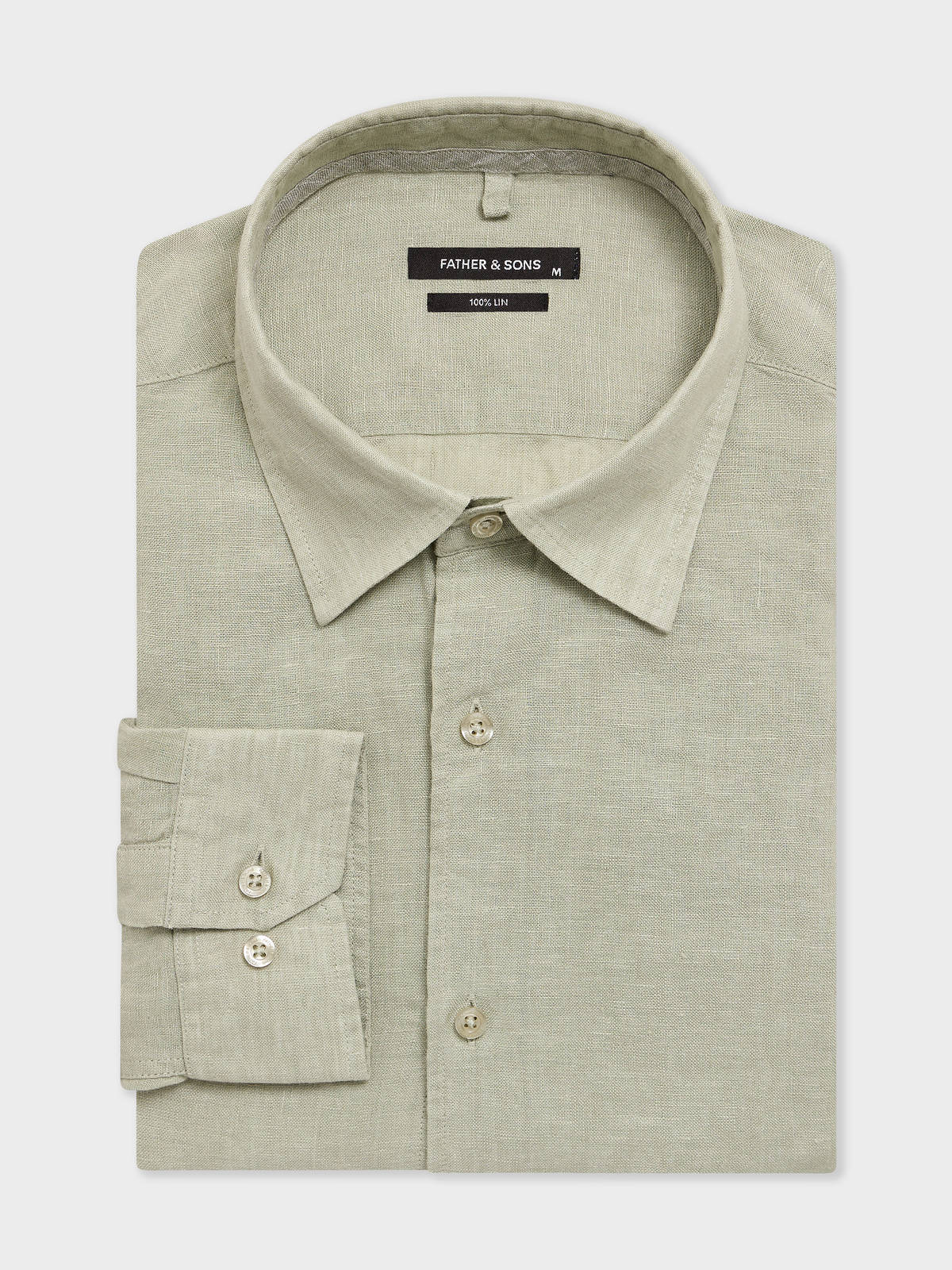 Chemise Slim En Lin Vert D Eau
