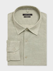 Chemise slim en lin vert d'eau