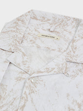 Chemise Manches Courtes Slim En Popeline De Coton Blanc Motif Beige