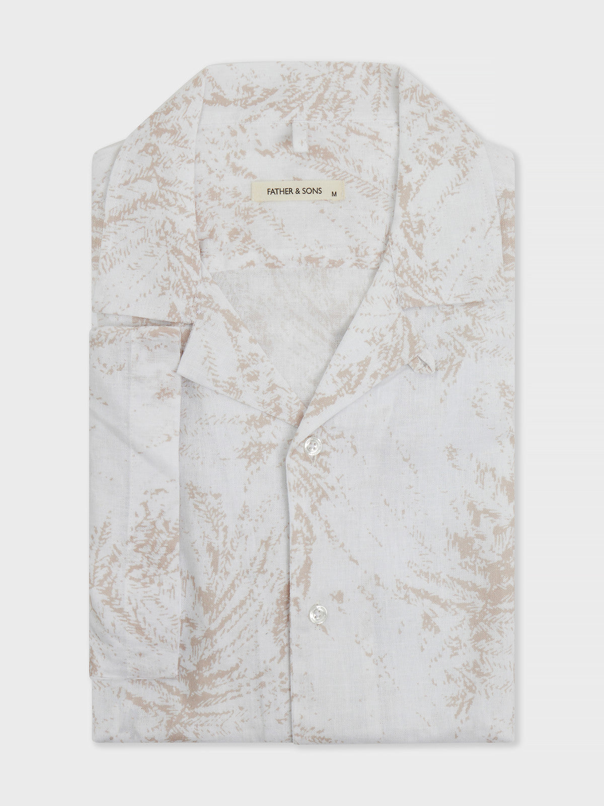 Chemise Manches Courtes Slim En Popeline De Coton Blanc Motif Beige