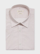 Chemise manches courtes Slim en popeline de coton à motif fleuri rose