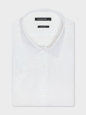 Chemise manches courtes Regular en coton façonné blanc