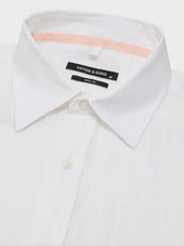 Chemise Manches Courtes Regular En Popeline De Lin Blanc