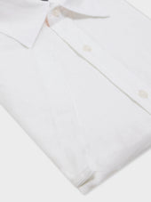 Chemise Manches Courtes Regular En Popeline De Lin Blanc