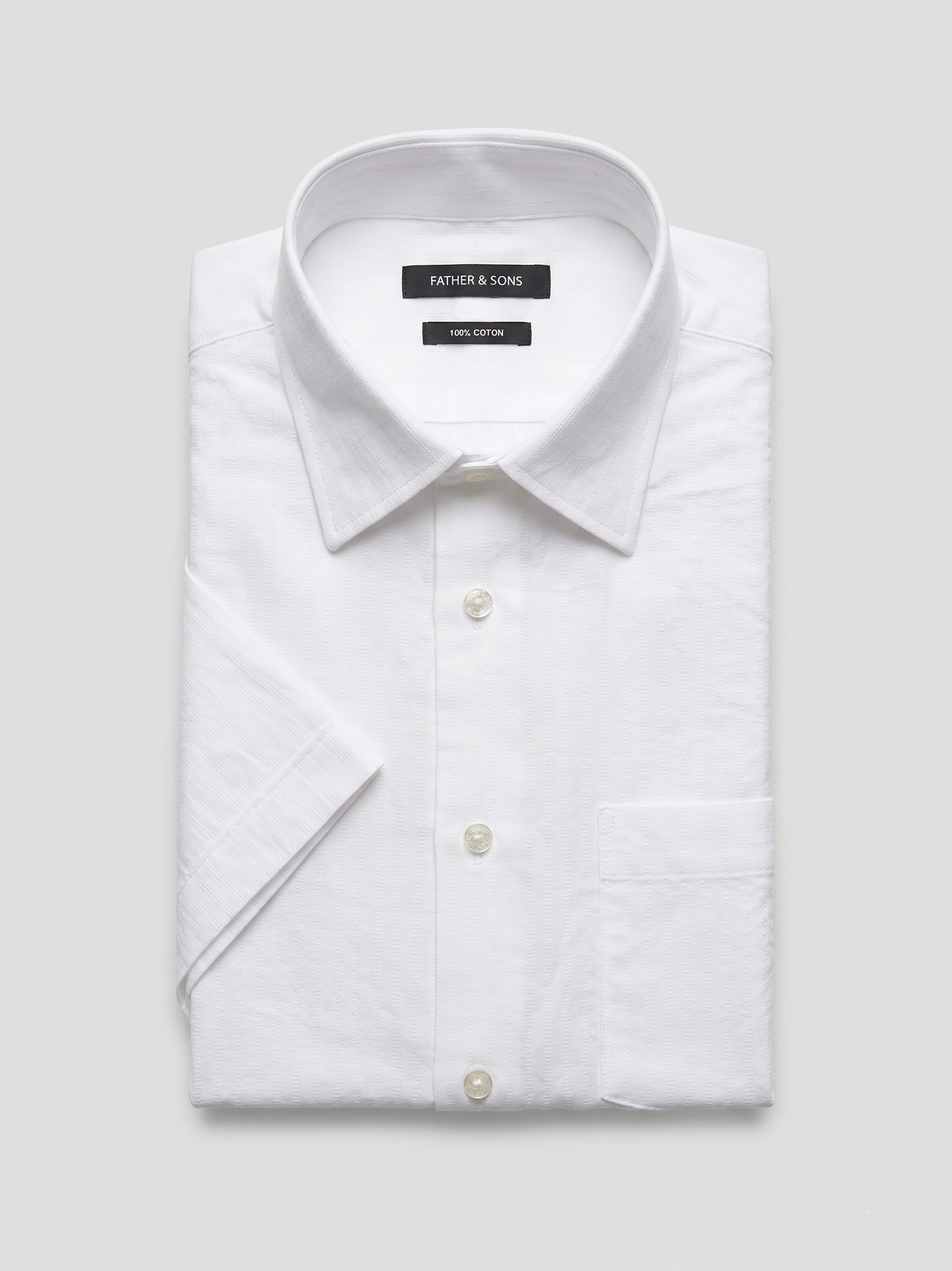 Chemise Manches Courtes Loose En Coton Fa Onn Blanc