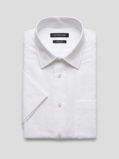 Chemise manches courtes loose en coton façonné blanc