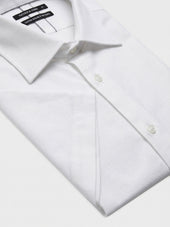 Chemise Manches Courtes Slim En Coton Fa Onn Blanc