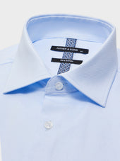 Chemise Manches Courtes Slim En Twill De Coton Bleu Ciel