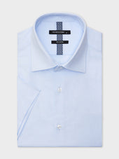 Chemise manches courtes Slim en twill de coton bleu ciel