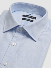 Chemise Manches Courtes Slim En Coton Oxford Bleu Ciel