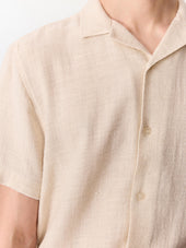 Chemise Manches Courtes Regular En Coton Et Lin Fa Onn S Beige Clair
