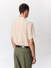 Chemise Manches Courtes Regular En Coton Et Lin Fa Onn S Beige Clair