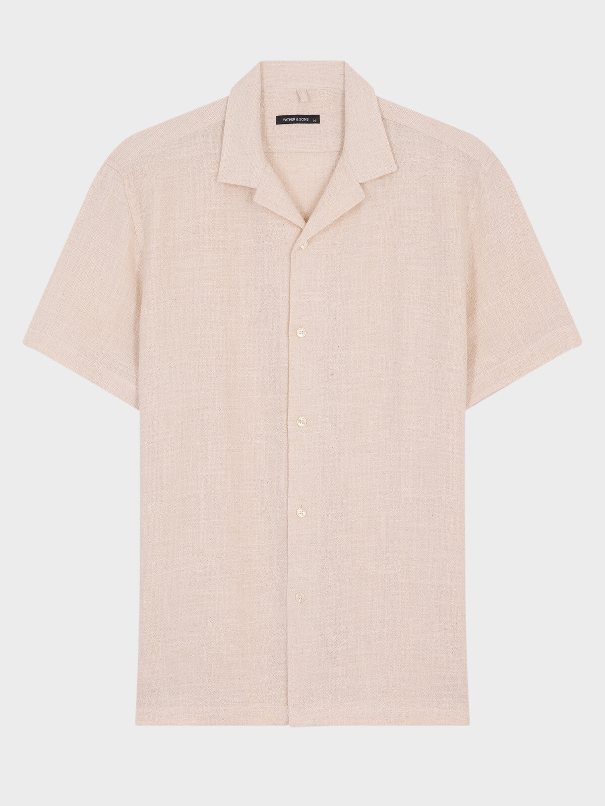 Chemise Manches Courtes Regular En Coton Et Lin Fa Onn S Beige Clair