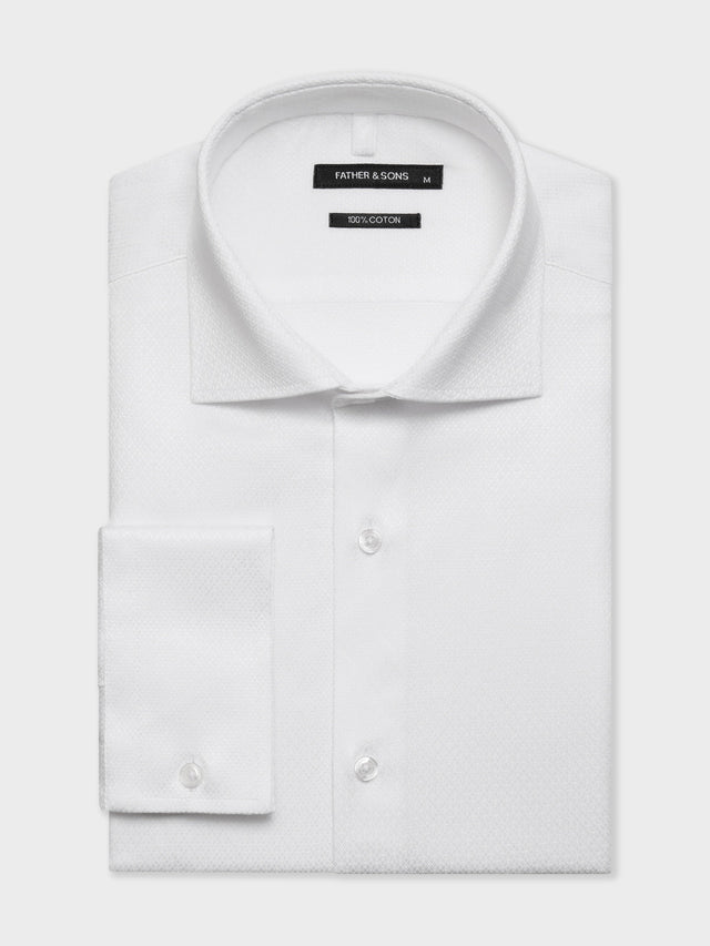 Chemise slim en coton façonné blanc