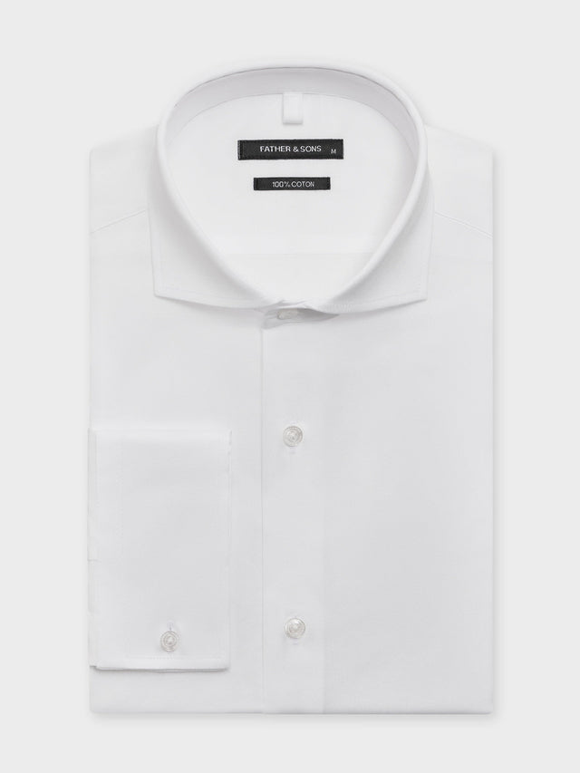 Chemise slim en twill de coton blanc