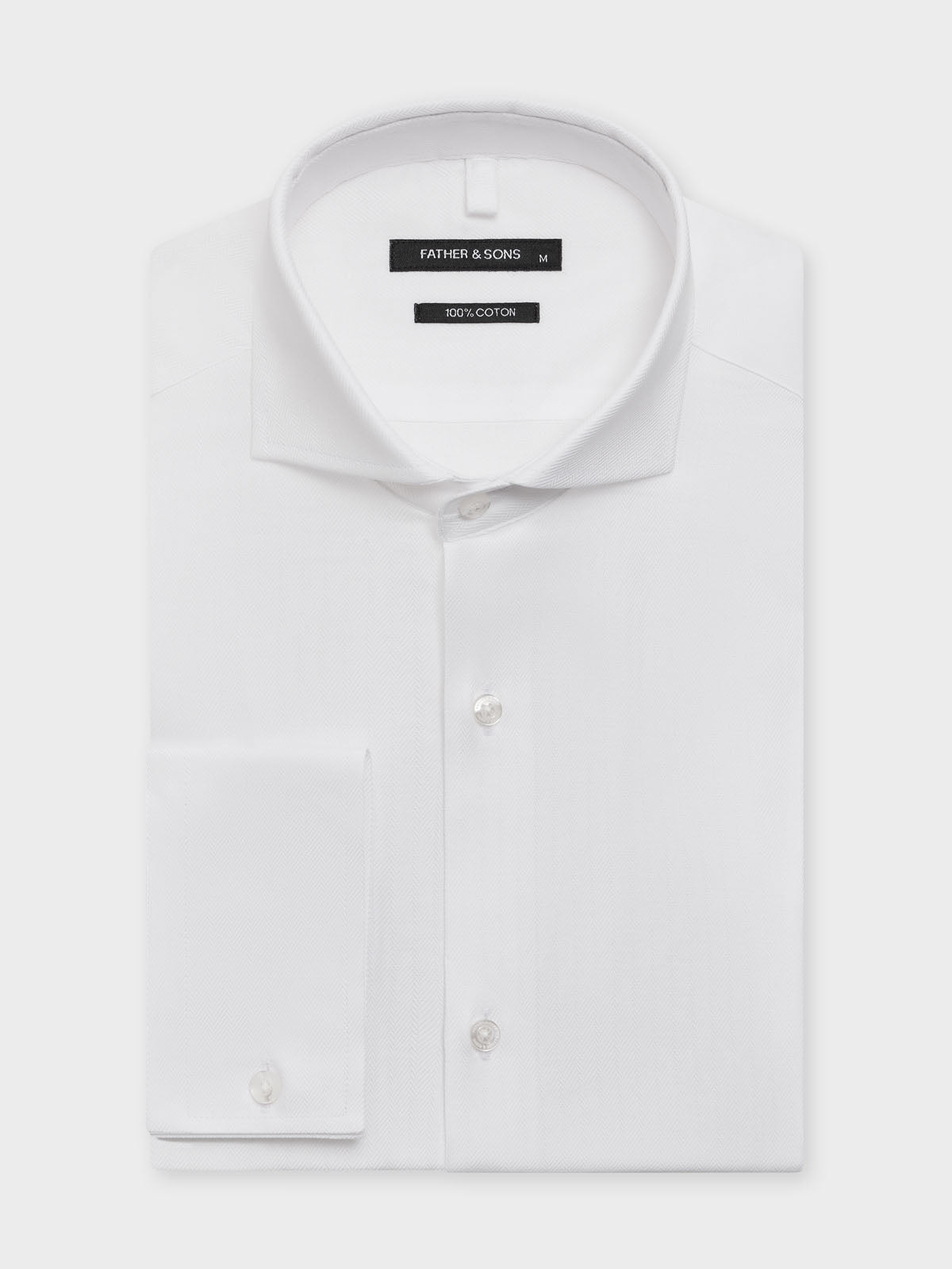 Chemise Slim En Coton Chevron Blanc