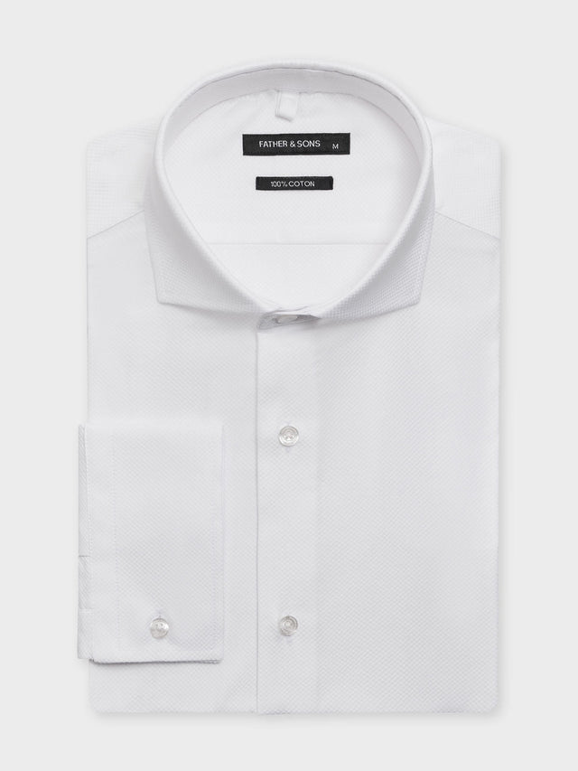Chemise regular en coton façonné blanc