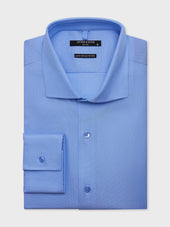 Chemise non-iron regular en coton façonné bleu