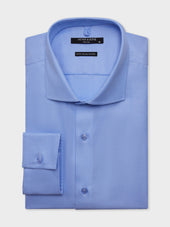 Chemise non-iron slim en twill de coton bleu