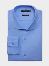 Chemise non-iron slim en coton Jacquard bleu à motif