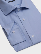 Chemise Non Iron Slim En Popeline De Coton Rayures Bleu Ciel