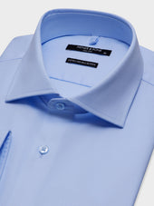 Chemise Non Iron Slim En Coton Chevron Bleu Ciel