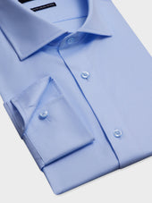 Chemise Non Iron Slim En Coton Chevron Bleu Ciel