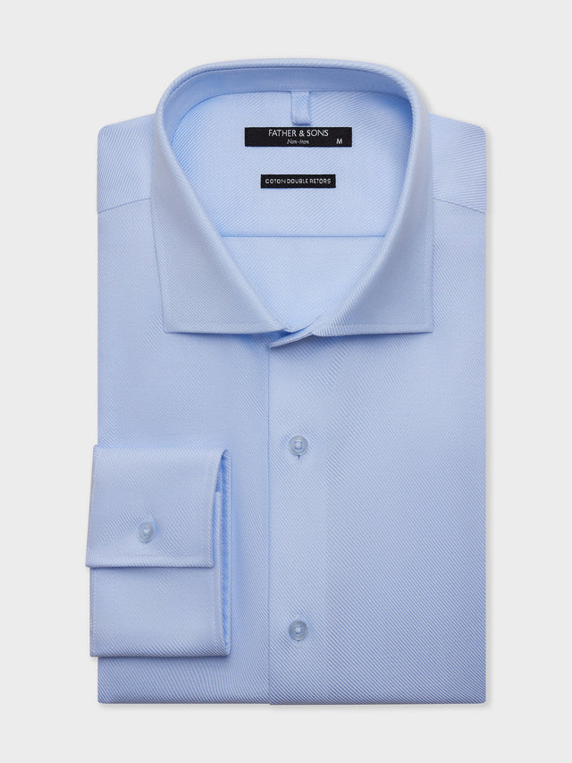 Chemise non-iron regular en twill de coton bleu ciel