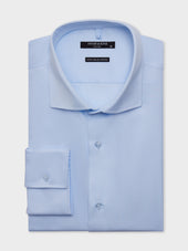 Chemise non-iron slim en coton façonné bleu ciel