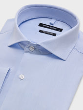 Chemise Slim En Coton Chevron Bleu Ciel