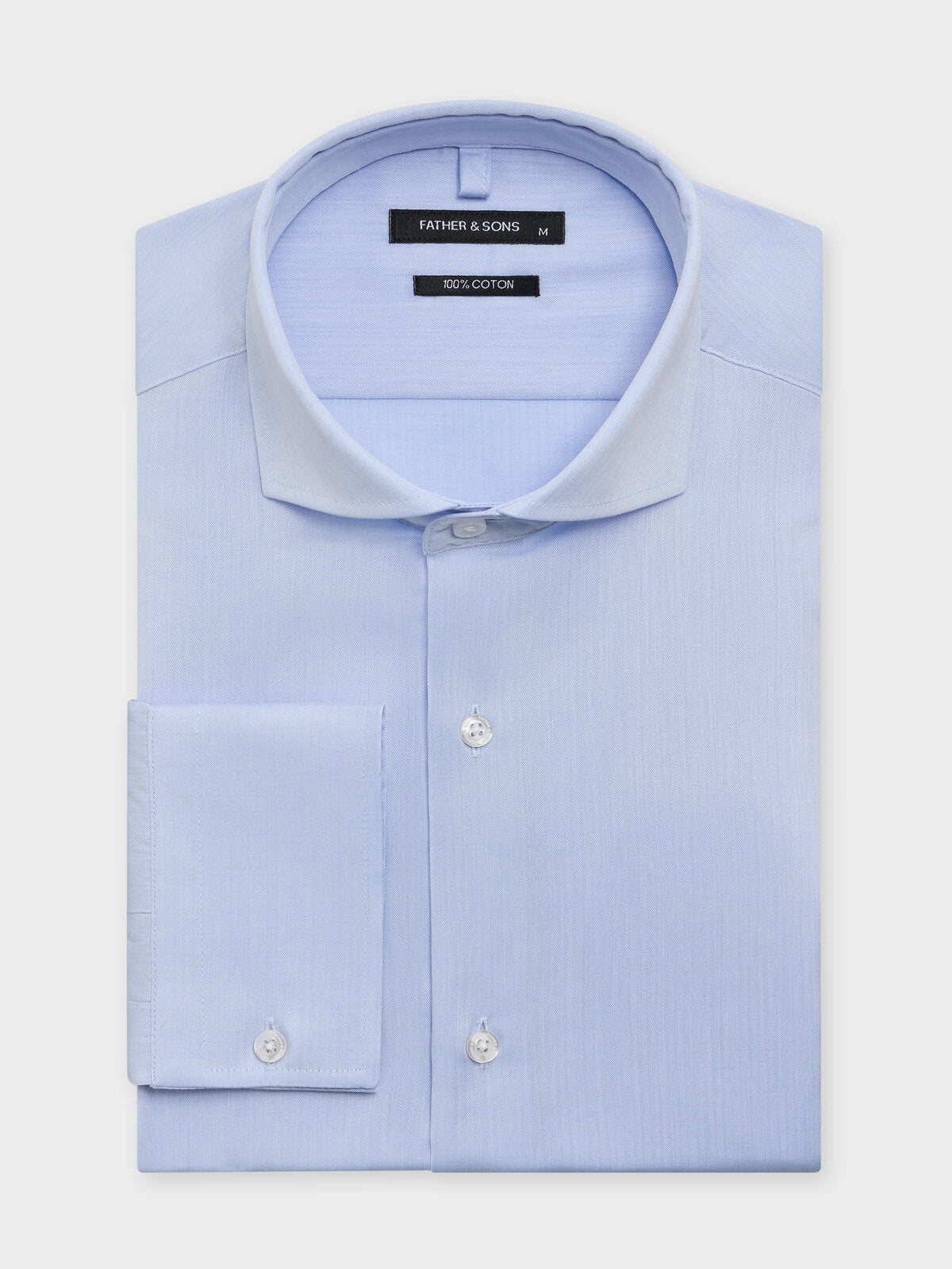 Chemise Slim En Coton Chevron Bleu Ciel