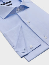 Chemise Slim En Coton Chevron Bleu Ciel