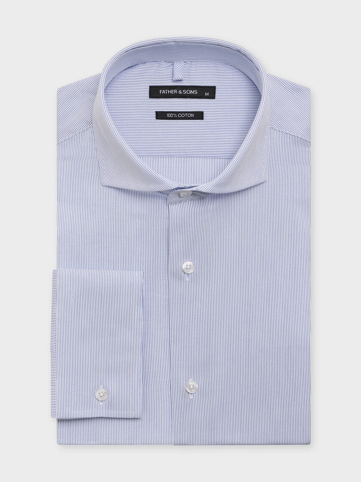Chemise Slim En Coton Fa Onn Rayures Bleu Ciel