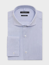 Chemise slim en coton façonné à rayures bleu ciel