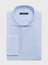 Chemise slim en twill de coton bleu ciel