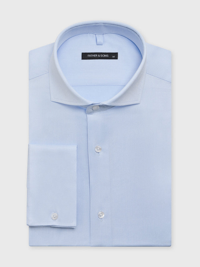 Chemise slim en twill de coton bleu ciel