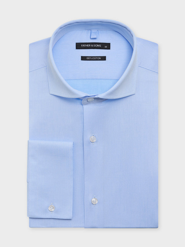 Chemise regular en twill de coton bleu ciel