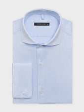 Chemise slim en coton façonné bleu ciel