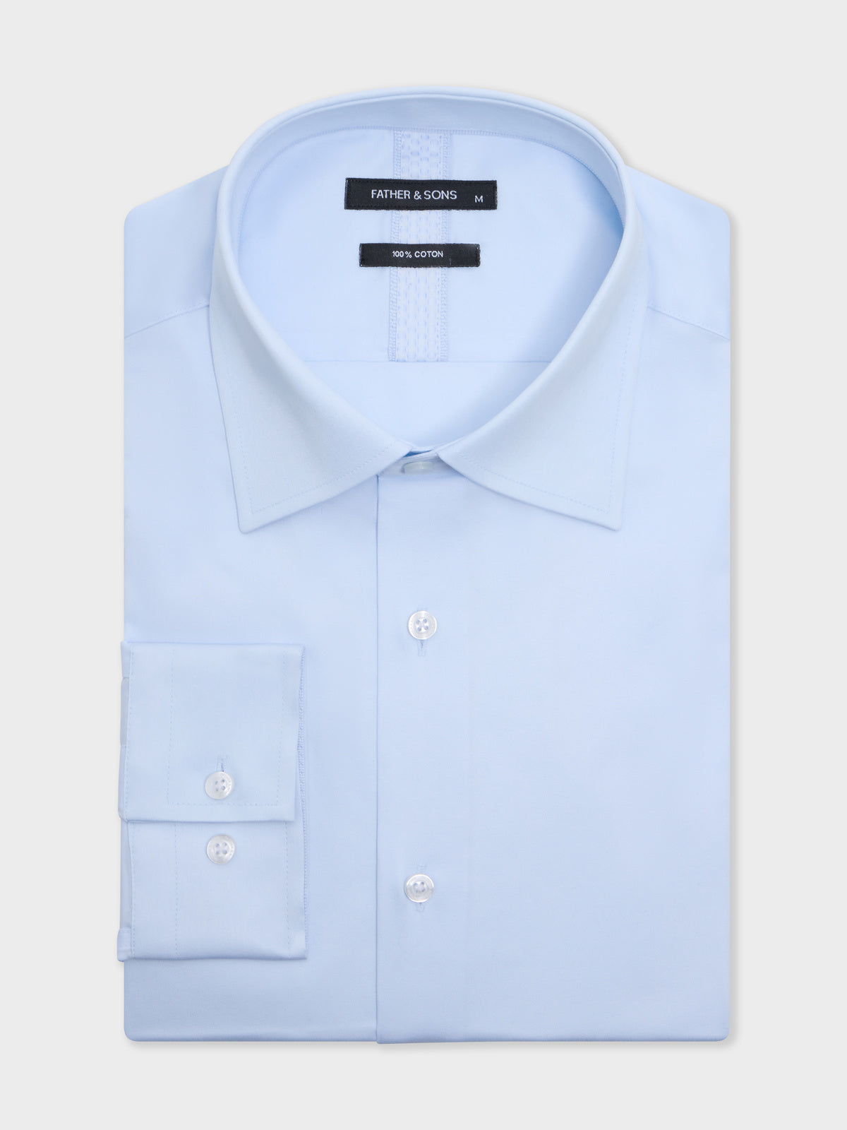 Shirt Slim En Satin De Coton Bleu Ciel