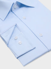 Shirt Slim En Satin De Coton Bleu Ciel