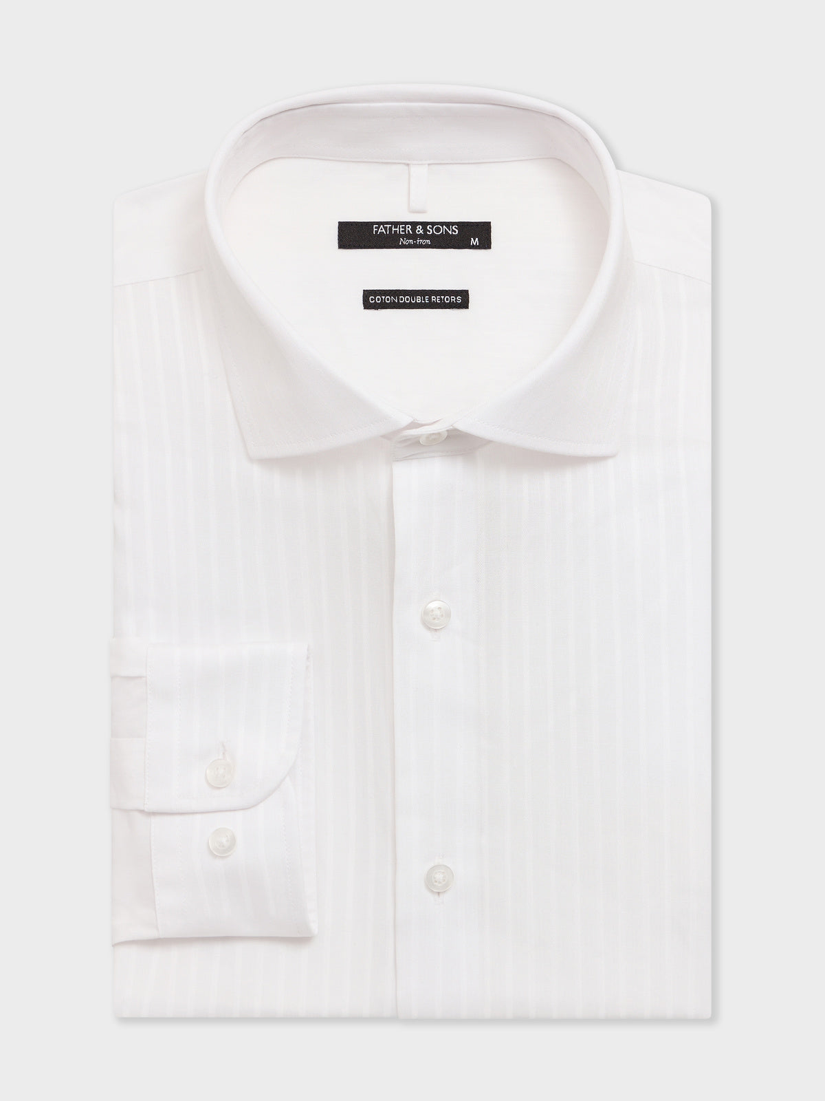 Chemise Non Iron Regular En Coton Fa Onn Blanc Rayures