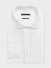 Chemise non-iron regular en coton façonné blanc à rayures