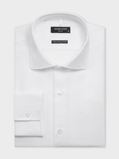 Chemise non-iron regular en coton chevron blanc