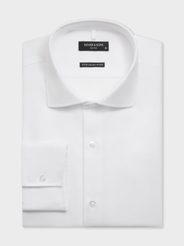 Chemise non-iron regular en coton chevron blanc