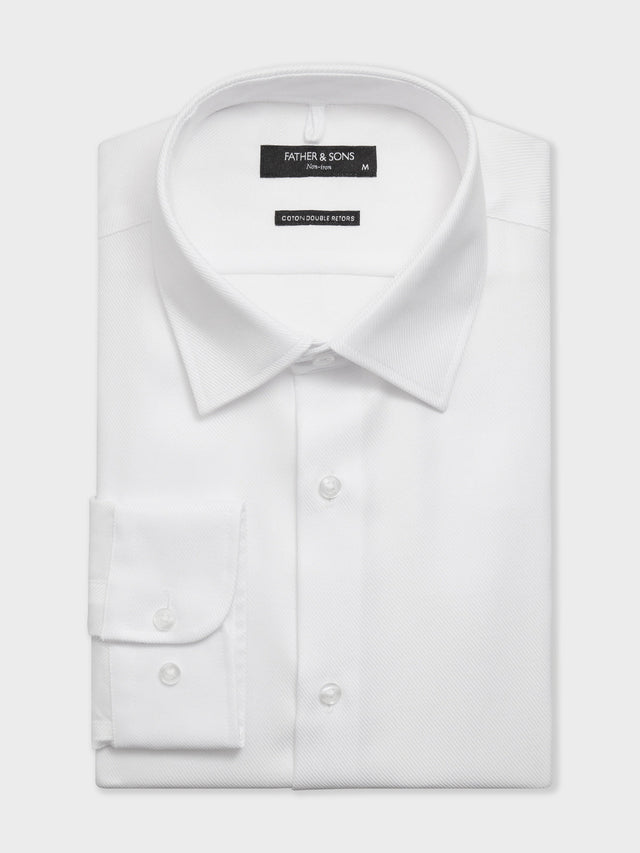 Chemise non-iron slim en twill de coton blanc